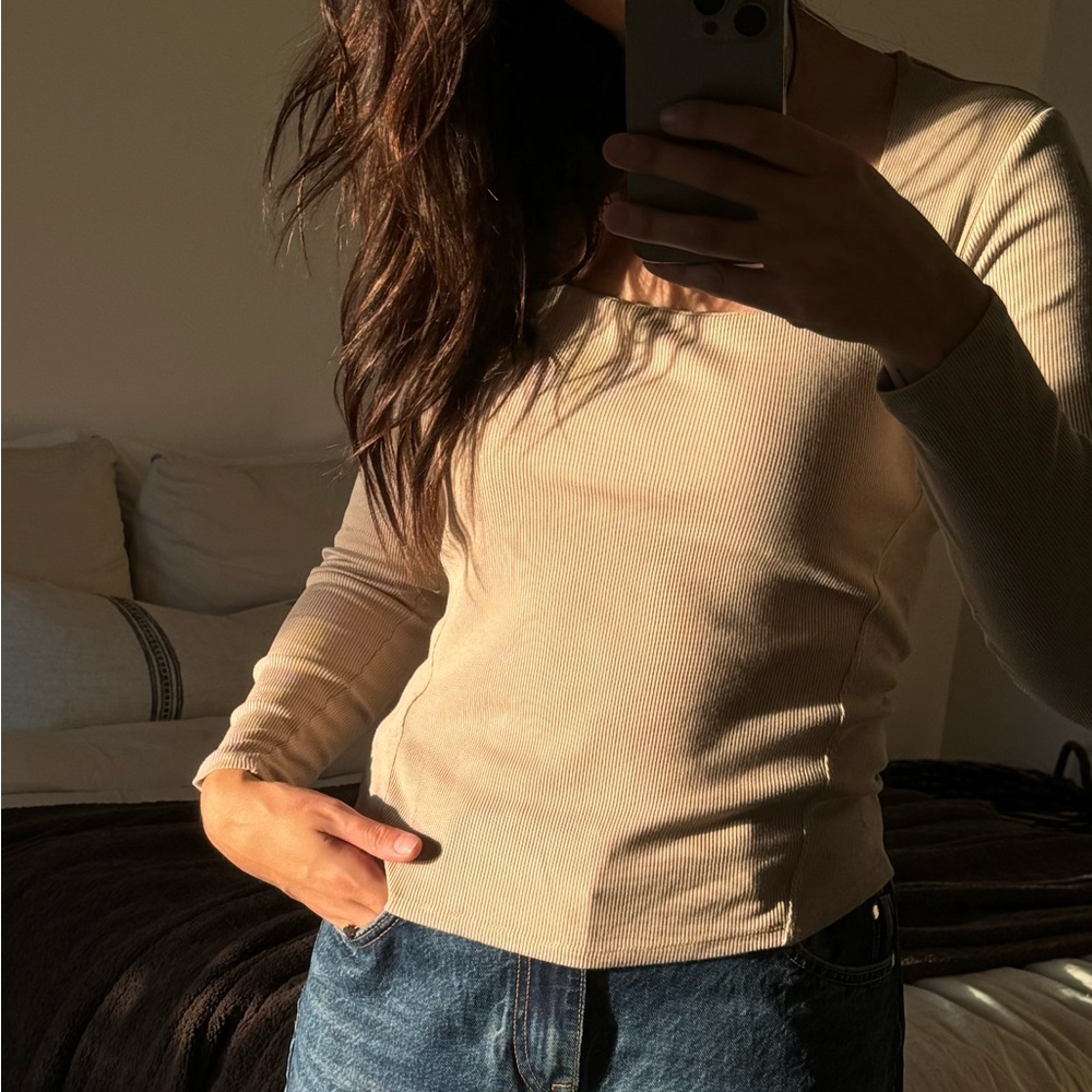 RW&CO long sleeve beige top